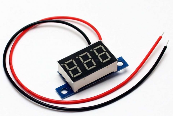Mini Digital Voltmeter LED 3,3 - 30 Volt Akku Spannung Messen
