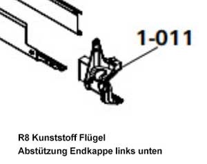 Kunststoff Endkappe unten, Abstützung links für Roto R8x