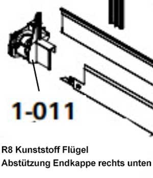 Kunststoff Endkappe unten, Abstützung rechts für Roto R8x