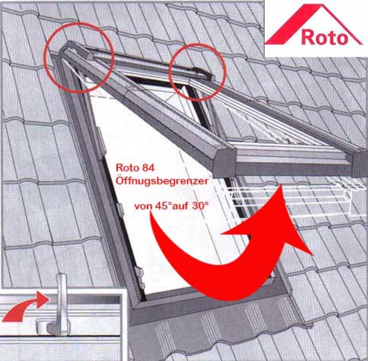 Öffnungsbegrenzer 30° Grad Roto Typ 84...
