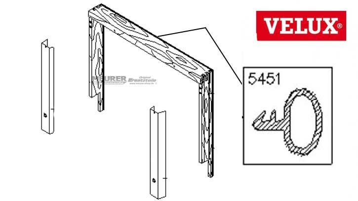 Velux Schlauchdichtung oben Quer 5451 GPL Holz Dachfenster