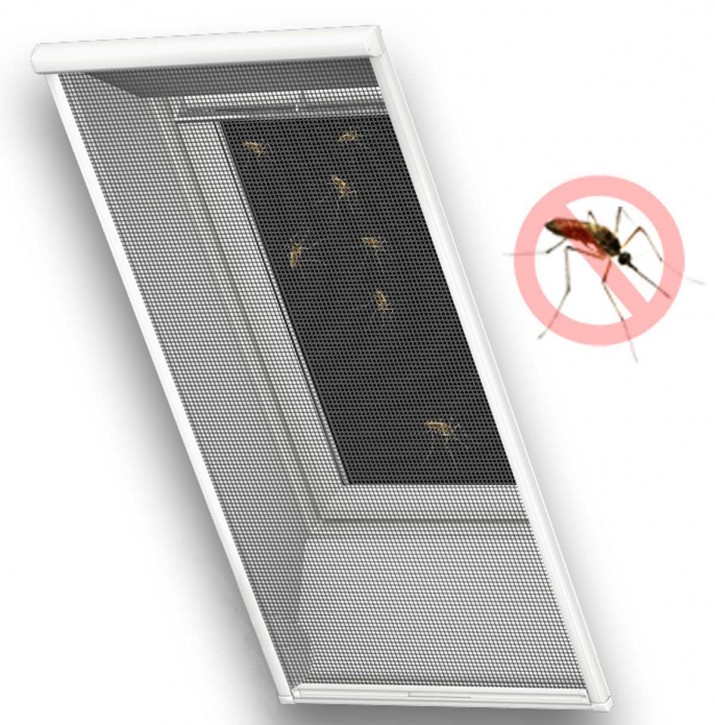 Original Velux Insekten Rollo für Dachfenster, strapazierfähiges transparentes Glasfasergewebe, weiße Schienen aus Aluminium