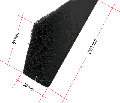 Schaumstoffkeil, Streifen Grau, selbst klebend keilfoermig 1000 x