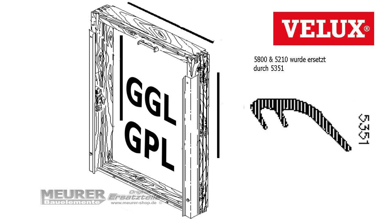 Velux Anschlagdichtung 5351/5210/5800 GGL/GPL Holz Dachfenster-5351 lfdm